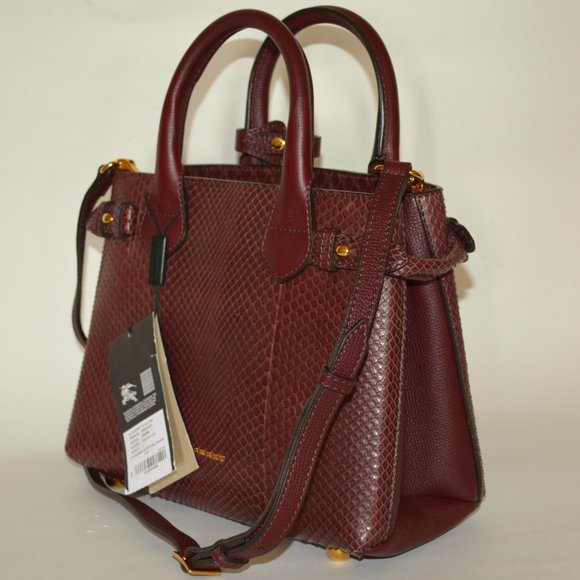 NWT  BURBERRY PYTHON LEATHER BANNER DERBY SMALL TOTE BAG - Picture 1 of 13